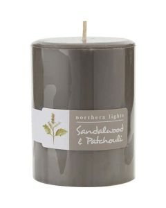 Sandalwood & Patchouli Scented Pillar Candle | 3x4 Inch | 80 Hour Burn Time | Calming Unisex Fragrance