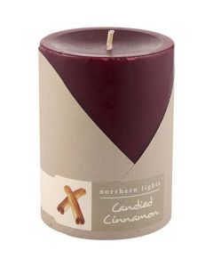 Candied Cinnamon Pillar Candle - Warm Spice, 3x4 Inch, Approx. 80 Hours, Unisex Scent