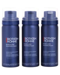 Biotherm Homme Sensitive Skin Shaving Foam Travel Trio - 3 x 1.7oz (50ml) - Perfect for On-the-Go