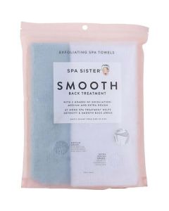 Spa Sister Exfoliating Spa Towels (Blue & White) - Twin Pack for Smooth Skin