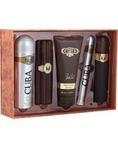 Cuba Gold: 5-Piece Men's Fragrance Set - Eau de Toilette, Aftershave, Shower Gel, & Body Spray