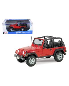 Maisto Jeep Wrangler Rubicon Red 1/18 Scale Diecast Model Car - 10.5" Long