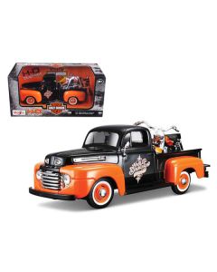 Maisto 32180or-bk: Orange & Black Pickup Truck & Motorcycle Set - 1/24 Scale