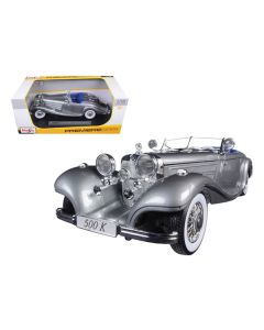Maisto 1936 Mercedes 500K Special Roadster Grey 1:18 Scale Diecast Model Car