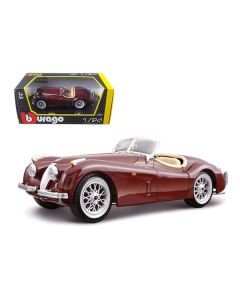 Bburago 1951 Jaguar XK 120 Roadster - Burgundy - 1/24 Scale Diecast Model Car