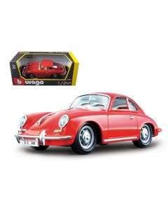 Bburago 1961 Porsche 356 B Coupe - Red Diecast Model Car (1/24 Scale)