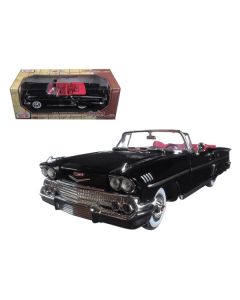 MotorMax 1958 Chevrolet Impala Convertible - Black w/ Red Interior 1:18 Diecast Model