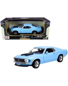 Motormax 1970 Ford Mustang Boss 429 Light Blue 1/18 Scale Diecast Model Car