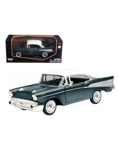MotorMax 1957 Chevy Bel Air - Green & White - 1/24 Scale Diecast Car