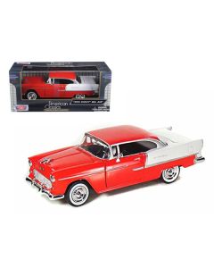 Motormax 1955 Chevrolet Bel Air - 1/24 Scale Red Diecast Car - Authentic Detail