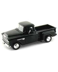 Motormax 1955 Chevrolet 5100 Stepside Pickup Truck - 1/24 Scale Black Diecast Model