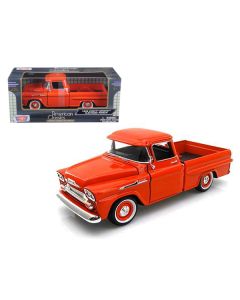 Motormax 1958 Chevrolet Apache Fleetside Pickup Truck - 1/24 Scale Diecast - Orange