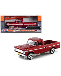 Motormax 1969 Ford F-100 Pickup Truck Burgundy 1/24 Scale Diecast Model