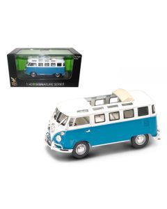 Road Signature 1962 VW Microbus Van - Blue & White Open Roof - 1/43 Scale Diecast