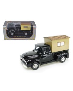 Signature Models 1956 Ford F-100 Pickup Truck with Camper - 1/32 Scale Diecast - Black