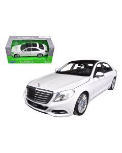 Welly NEX Models Mercedes Benz S Class with Sunroof - 1/24 Scale White Diecast Car