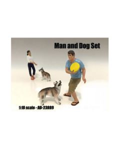 American Diorama 1:18 Scale Man and Dog Figure Set - Miniature Companions