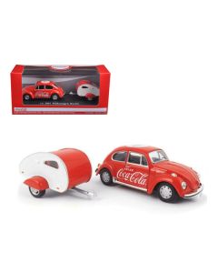 Motorcity Classics 1967 VW Beetle Red & Coca-Cola Trailer 1/43 Diecast Model