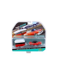 Maisto 1957 Chevy Bel Air & Alameda Trailer Red Tow & Go 1/64 Diecast Model