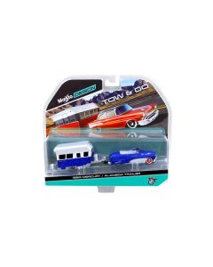 Maisto Tow & Go: 1950 Mercury with Alameda Trailer - Blue/White, 1/64 Diecast