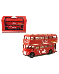 Motorcity Classics 1960 Routemaster London Double Decker Bus - Coca-Cola Red - 1/64 Scale Diecast Model (4.75" x 1.5" x 2.75")