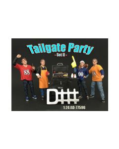 American Diorama 'Tailgate Party' Set II - 1/24 Scale Figurines (4-Piece with Grill & Sign)