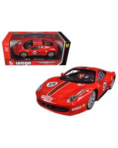 Bburago Ferrari 458 Challenge #5 Red 1/24 Scale Diecast Model Car