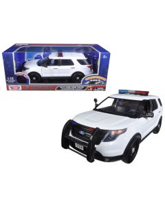 Motormax 2015 Ford Police Interceptor Utility - 1/18 Scale Diecast with Lights & Sounds - White