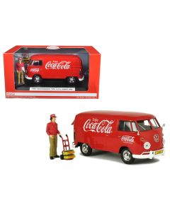 Motorcity Classics 1963 VW Type 2 (T1) Coca-Cola Cargo Van 1/24 Diecast Model with Driver, Cart & Cases