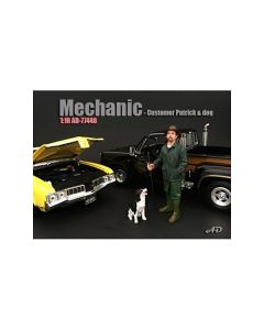 American Diorama Customer Patrick & Dog Figure - 4 Inch - 1:18 Scale Figurine (Model 77448)
