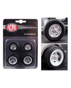 Acme Chrome Salt Flat Wheel & Tire Set (4) - 1.5/1.65 Inch Diameter - 1/18 Scale