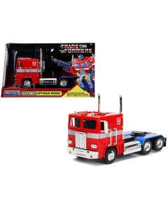 Jada Transformers G1 Optimus Prime Truck 1/24 Scale Diecast Model - Red Autobot with Robot Chassis