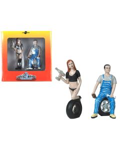 Motorhead Miniatures Michele & Derek Tire Brigade Figurine Set 1/18 Scale - Hand Painted