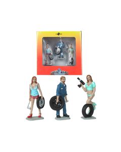 Motorhead Miniatures Michelle, Meg & Gary Tire Brigade Figurine Set - 1/24 Scale