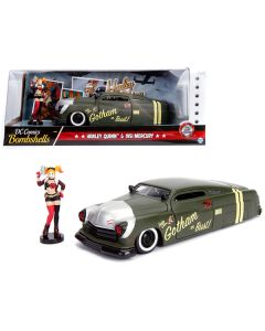 Jada 1951 Mercury Matt Green with Harley Quinn Figurine 1/24 Scale Diecast Model Car