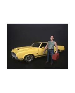 American Diorama Mechanic Sam with Tool Box - 4-Inch Figurine - 1/18 Scale