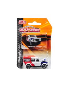 Majorette Land Rover Defender 110 Diecast Model Car: 1/60 Scale, White/Red/Blue