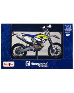 Maisto Husqvarna FE 501 Diecast Motorcycle Model - 1/12 Scale, White, Blue & Yellow