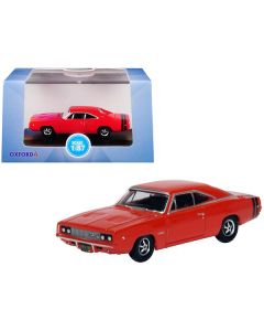 Oxford Diecast '68 Dodge Charger - HO Scale (1/87) - Bright Red w/ Black Stripes