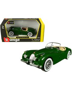 Bburago 1951 Jaguar XK 120 Roadster - 1/24 Scale Diecast Model Car - Green