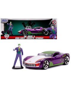Jada 2009 Chevrolet Corvette Stingray with Joker Figurine 1/24 Scale Diecast Model Car