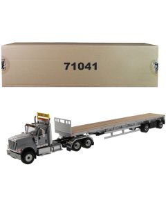 Diecast Masters International HX520 Tandem Tractor & 53' Flat Bed Trailer - Light Gray, 1/50 Scale