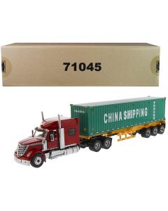 Diecast Masters International LoneStar Sleeper Cab Red with Skeleton Trailer & 