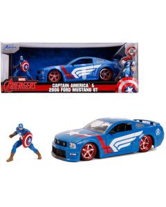 Jada 2006 Ford Mustang GT with Captain America Figurine, 1/24 Scale Diecast Model Car