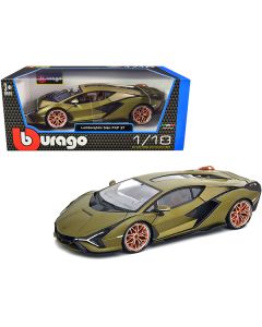 Bburago Lamborghini Sian FKP 37 - 1/18 Scale Matt Green Diecast with Copper Wheels: A Collector's Dream