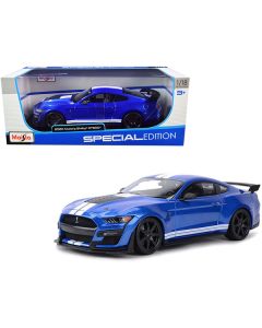 Maisto 2020 Ford Mustang Shelby GT500 Blue Metallic w/ White Stripes 1/18 Diecast