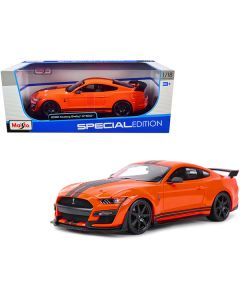 Maisto 2020 Ford Mustang Shelby GT500 - Orange w/ Black Stripes 1/18 Diecast Model