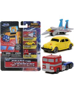 Jada Transformers Nano Hollywood Rides Diecast Set - Release 2 (Optimus Prime, Bumblebee, Starscream)