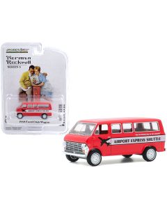 Greenlight 1968 Ford Club Wagon Bus - Airport Express Shuttle - Red/White - 1/64 Scale Diecast
