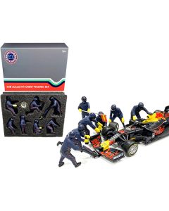 American Diorama F1 Pit Crew 7 Figurine Set, Team Blue, 1/18 Scale